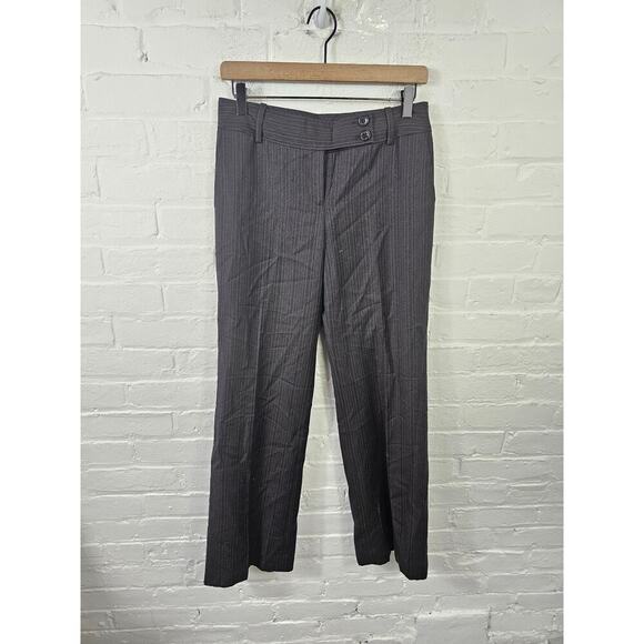 Ann Taylor Women's Margo Pants Trousers Pinstripe Wide Leg Wool Black Size 4P - Picture 2 of 5